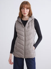 LCW Classic Brown Hooded Women Puffer Vest
