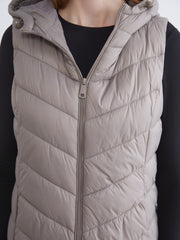 LCW Classic Brown Hooded Women Puffer Vest