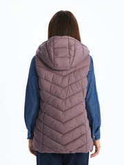 LCW Classic Brown Hooded Women Puffer Vest