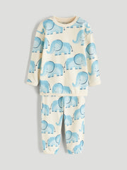 LCW Baby Ecru Printed Baby Boy Sweatshirt And Tracksuit Bottom 2-Pack