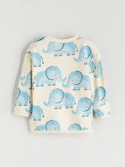 LCW Baby Ecru Printed Baby Boy Sweatshirt And Tracksuit Bottom 2-Pack