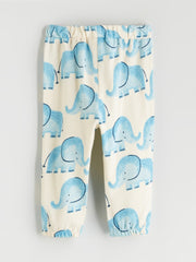 LCW Baby Ecru Printed Baby Boy Sweatshirt And Tracksuit Bottom 2-Pack