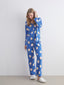 LCW Young Blue Shirt Collar Printed Women Pajama Set