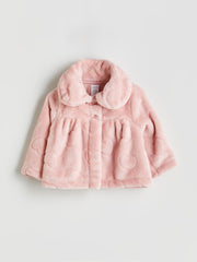 LCW Baby Ecru Baby Collar Girl Plush Coat
