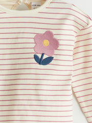 LCW Baby Ecru Crew Neck Baby Girl Blouse And Tights 2-Pack