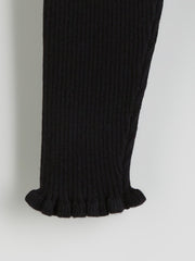 LCW Kids Black Elastic Waist Soft Textured Girls Knitted Leggings