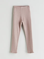 LCW Kids Black Elastic Waist Soft Textured Girls Knitted Leggings