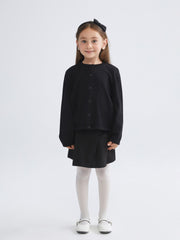 LCW Kids Black Crew Neck Girls Knitwear Cardigan