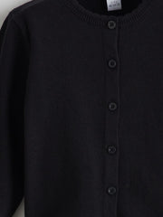 LCW Kids Black Crew Neck Girls Knitwear Cardigan
