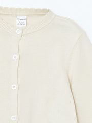 LCW Kids Black Crew Neck Girls Knitwear Cardigan