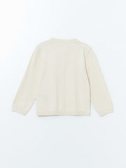 LCW Kids Black Crew Neck Girls Knitwear Cardigan