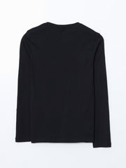 LCW Classic Black Crew Neck Basic Long Sleeve Men T-Shirt