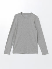 LCW Classic Black Crew Neck Basic Long Sleeve Men T-Shirt