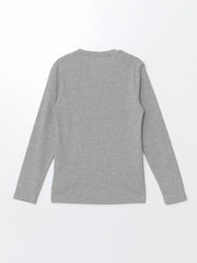 LCW Classic Black Crew Neck Basic Long Sleeve Men T-Shirt