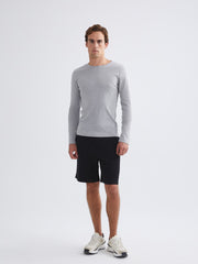 LCW Classic Black Crew Neck Basic Long Sleeve Men T-Shirt