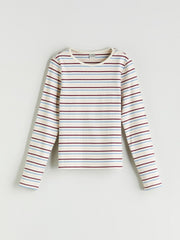 LCW Kids Mixed Crew Neck Striped Girls T-Shirt