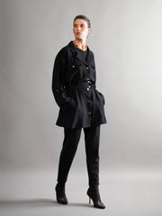 LCW Grace Black Plus Size Elastic Waist Women Trousers