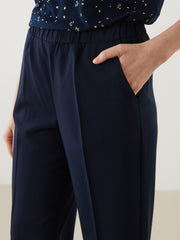 LCW Grace Black Plus Size Elastic Waist Women Trousers