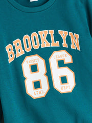 LCW Kids Green Text Printed Boys Sweatshirt