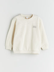 LCW Kids Beige Crew Neck Printed Boys Sweatshirt