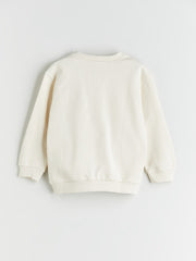 LCW Kids Beige Crew Neck Printed Boys Sweatshirt