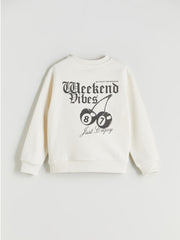 LCW Kids Ecru Crew Neck Girls Sweatshirt