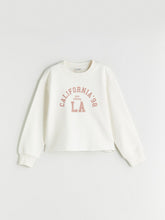 LCW Kids Ecru Crew Neck Printed Girls Sweatshirt