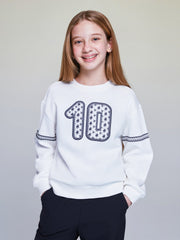 LCW Kids Ecru Crew Neck Girls Sweatshirt
