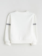 LCW Kids Ecru Crew Neck Girls Sweatshirt