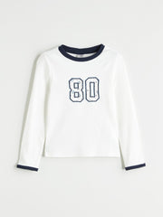 LCW Kids Ecru Crew Neck Printed Girls T-Shirt