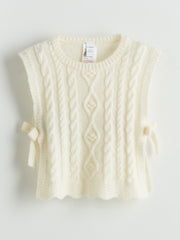 LCW Kids Ecru Crew Neck Bow GirlS Sweater