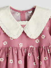 LCW Kids Pink Baby Girl Dress With Floral Collar