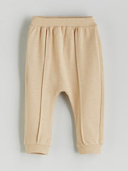 LCW Baby Ecru Printed Baby Boy Sweatshirt And Tracksuit Bottom 2-Pack