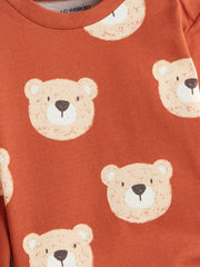 LCW Baby Brown Printed Baby Boy T-Shirt And Pants 2-Pack