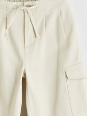 LCW Kids Beige Elastic Waist Gabardine Girls Trousers