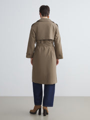 LCW Vision Black Jacket Collar Women Trench Coat