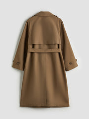 LCW Vision Black Jacket Collar Women Trench Coat