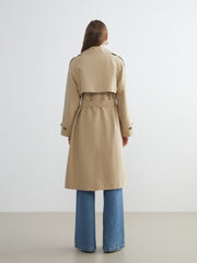 LCW Vision Black Jacket Collar Women Trench Coat