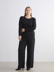 LCW Classic Black Crew Neck Women Bodysuit