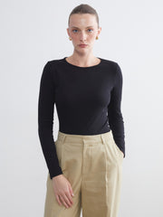 LCW Classic Black Crew Neck Women Bodysuit