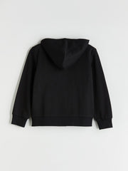 LCW Kids Black Long Sleeve Girl Thick Zippered Sweatshirt