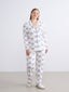 LCW Dream Ecru Shirt Collar Printed Women Pajama Set
