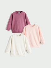 LCW Baby Crew Neck Basic Baby Girls Sweatshirt 3-Packs