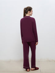 LCW Dream Navy Blue Shirt Collar Women Pajama Set