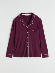 LCW Dream Navy Blue Shirt Collar Women Pajama Set