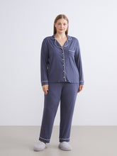 LCW Dream Navy Blue Shirt Collar Women Pajama Set