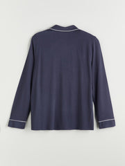 LCW Dream Navy Blue Shirt Collar Women Pajama Set