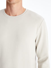 LCW Classic Crew Neck Long Sleeve Men Textured Sweatshirt