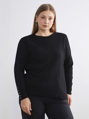 LCW Grace Black Crew Neck Women Knitwear Sweater