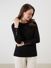LCW Grace Black Crew Neck Women Knitwear Sweater